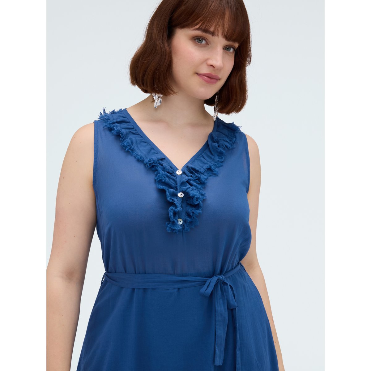 Robe Free avec volants bleu, FIORELLA RUBINO