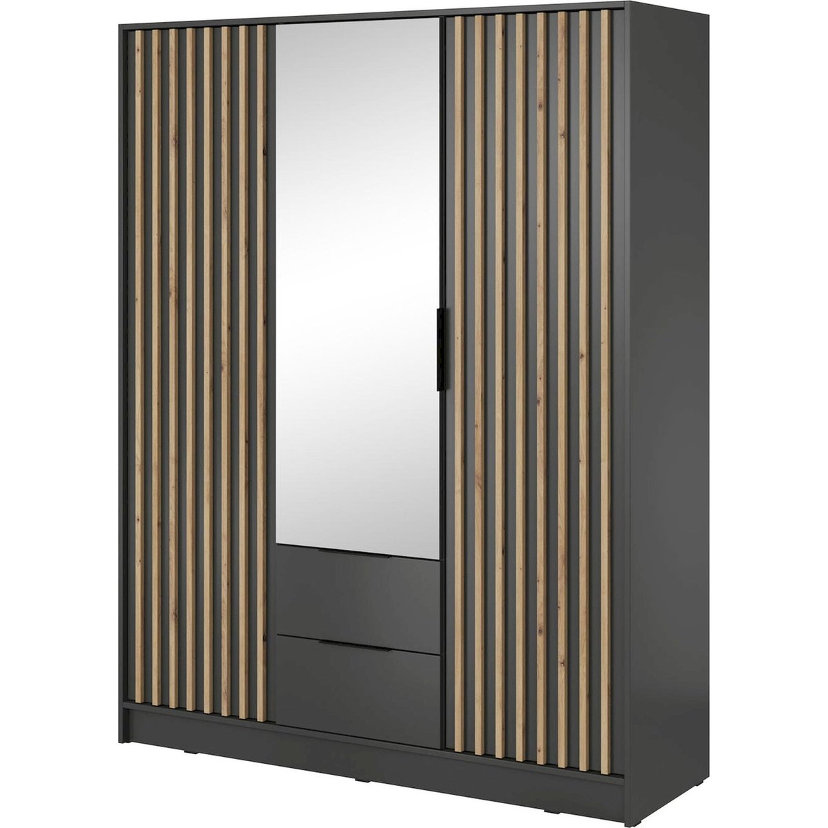 Armoire à miroir 3 portes collection KARETTE gris et bois clair, RECOLLECTION