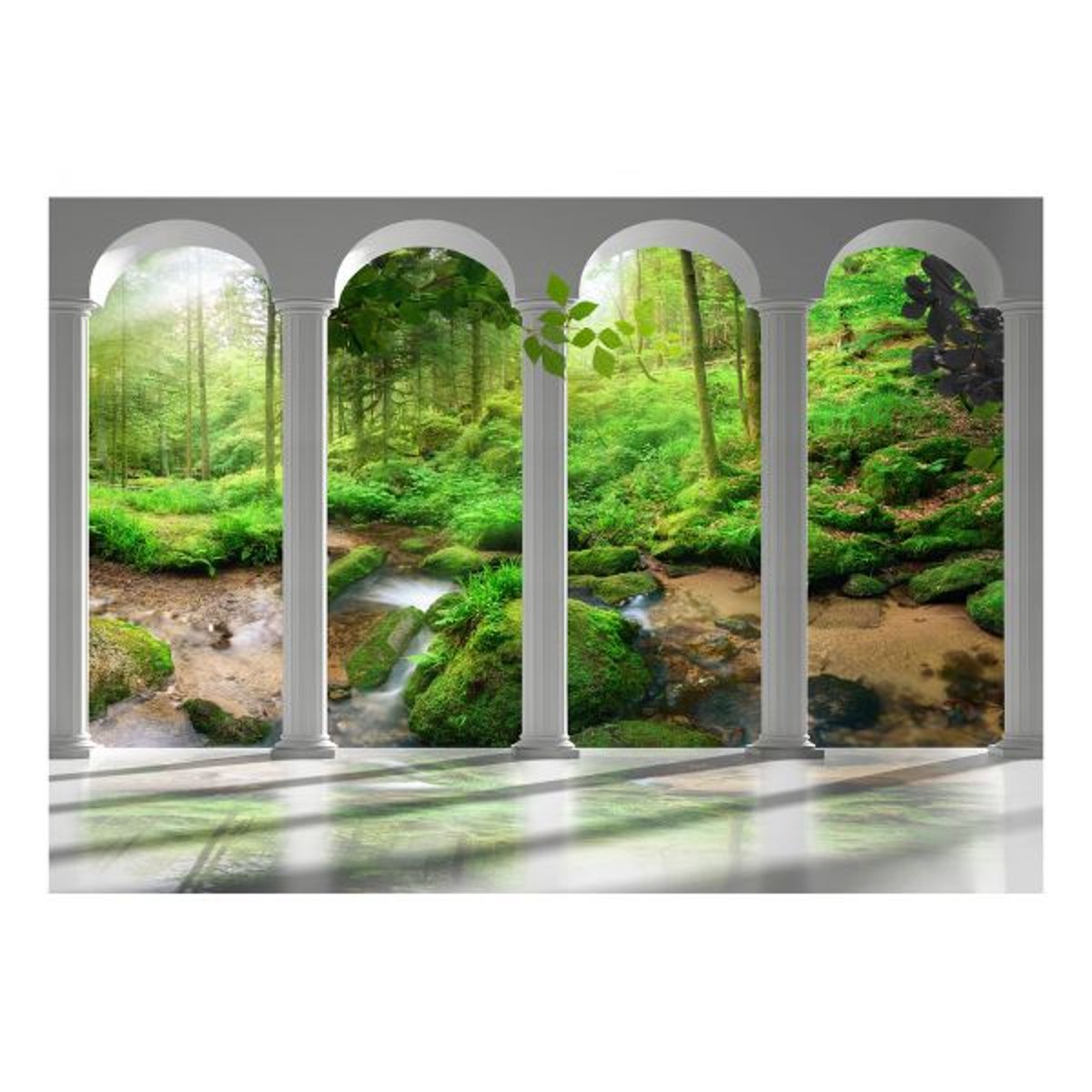 Papier peint intissé panoramique Paysage Pillars and Forest gris / argent, EDEN