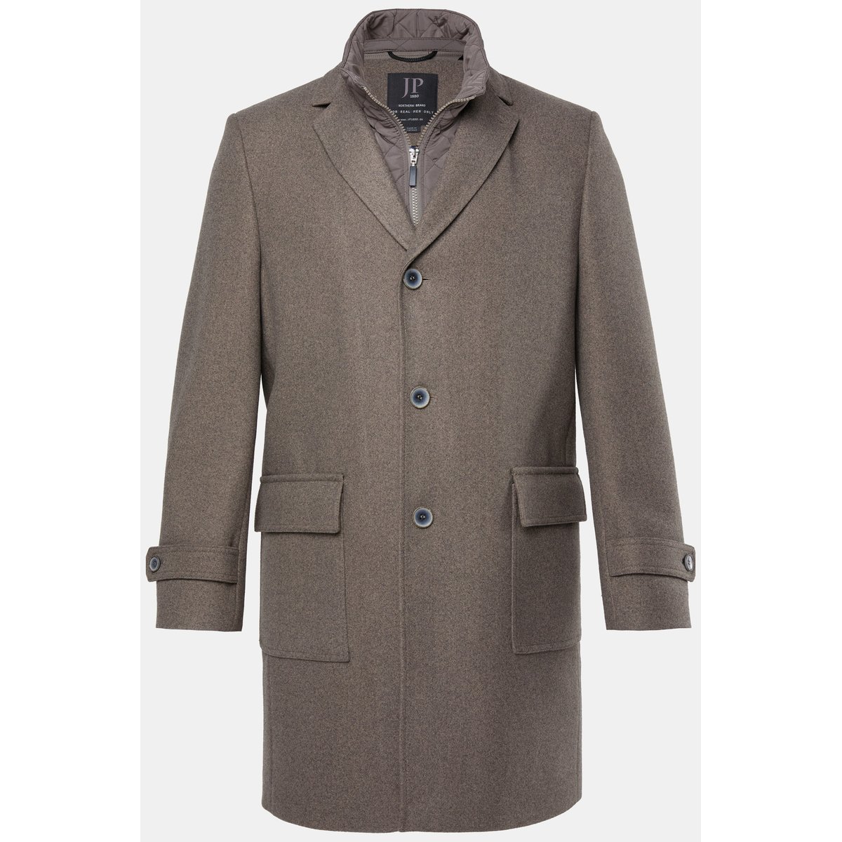Manteau en laine mélangée olive foncé, JP1880