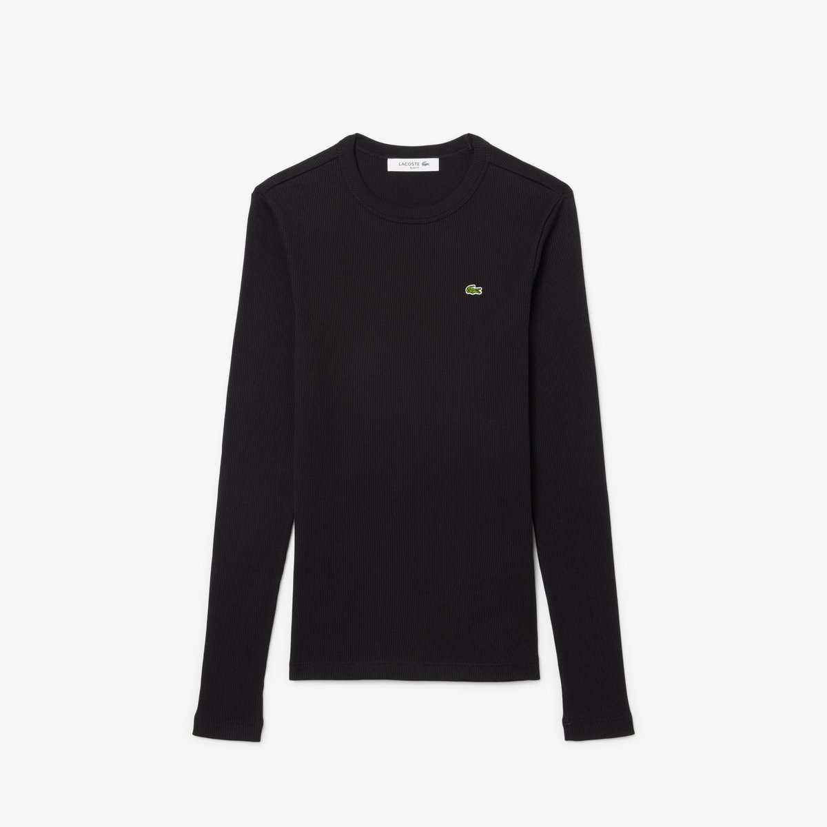 T-shirt slim fit coton côtelé noir-031, LACOSTE