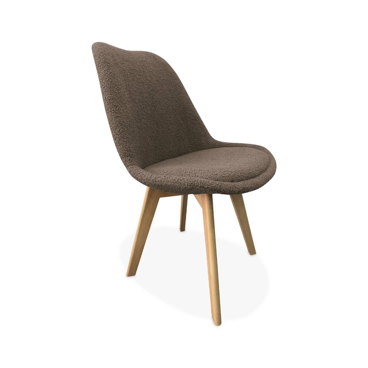 Chaise scandinave bois de hêtre et bouclette (lot de 4) NILS taupe, SWEEEK