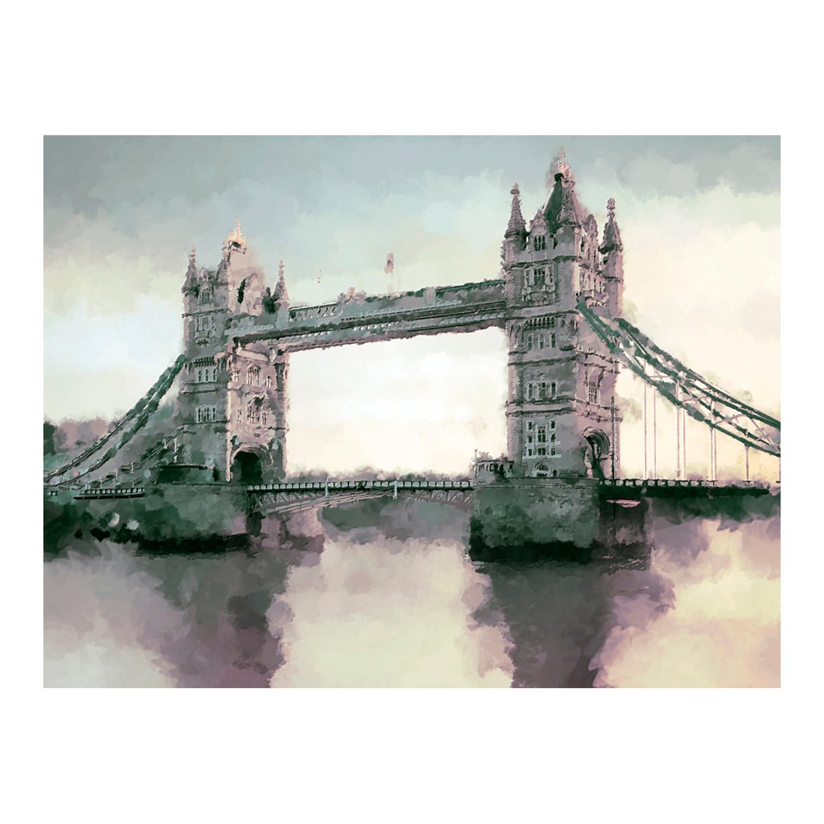 Papier peint intissé panoramique Ville et Architecture Victorian Tower Bridge gris / argent, EDEN