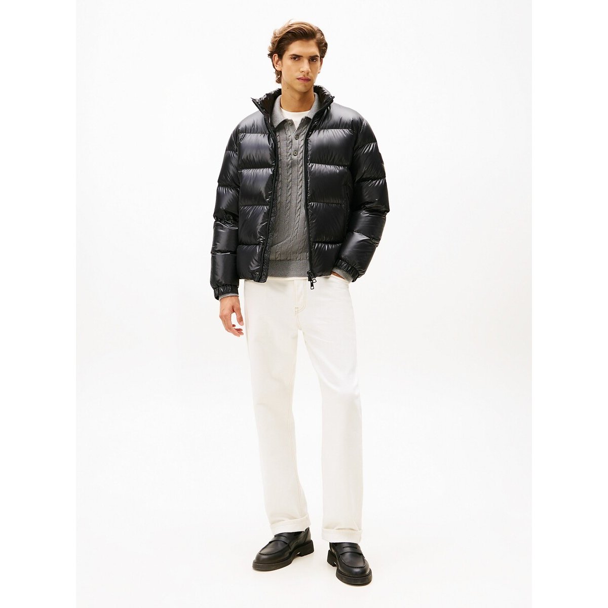 Doudoune sans capuche brillante noir, TOMMY HILFIGER