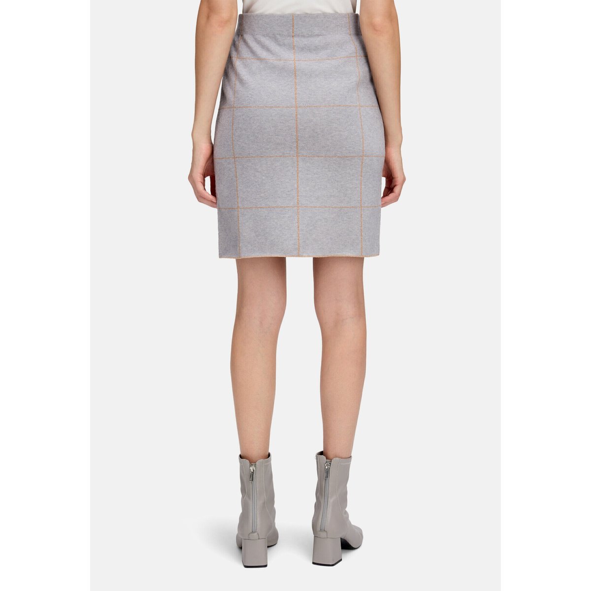 Jupe en maille à motif jacquard patch grey/beige, BETTY BARCLAY