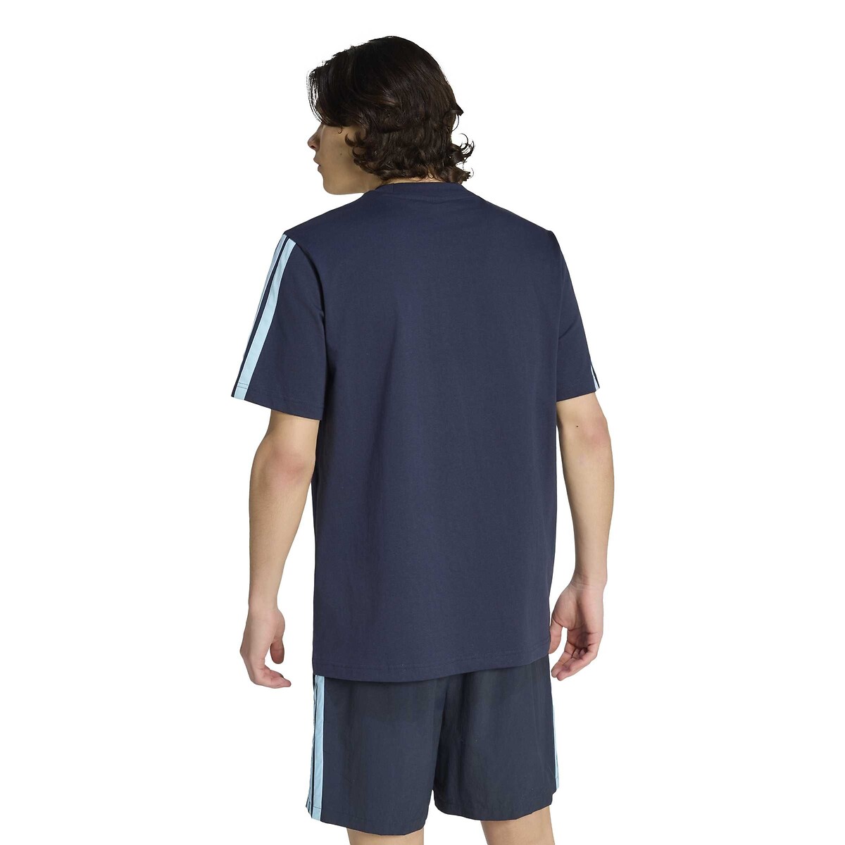 T-shirt manches courtes 3 bandes ESSENTIALS bleu nuit, ADIDAS SPORTSWEAR