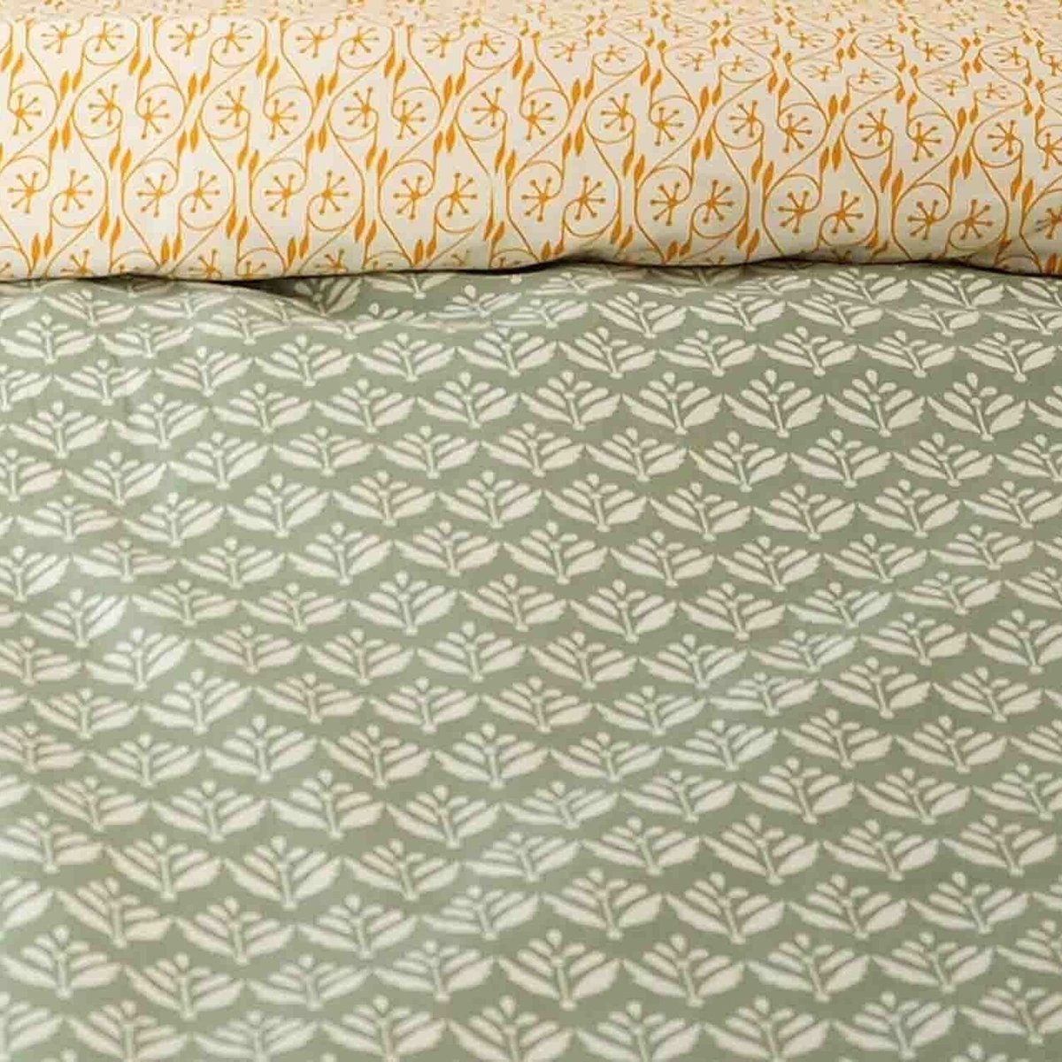 Parure housse de couette en satin de coton imprimée, Orient vert, C DESIGN HOME TEXTILE