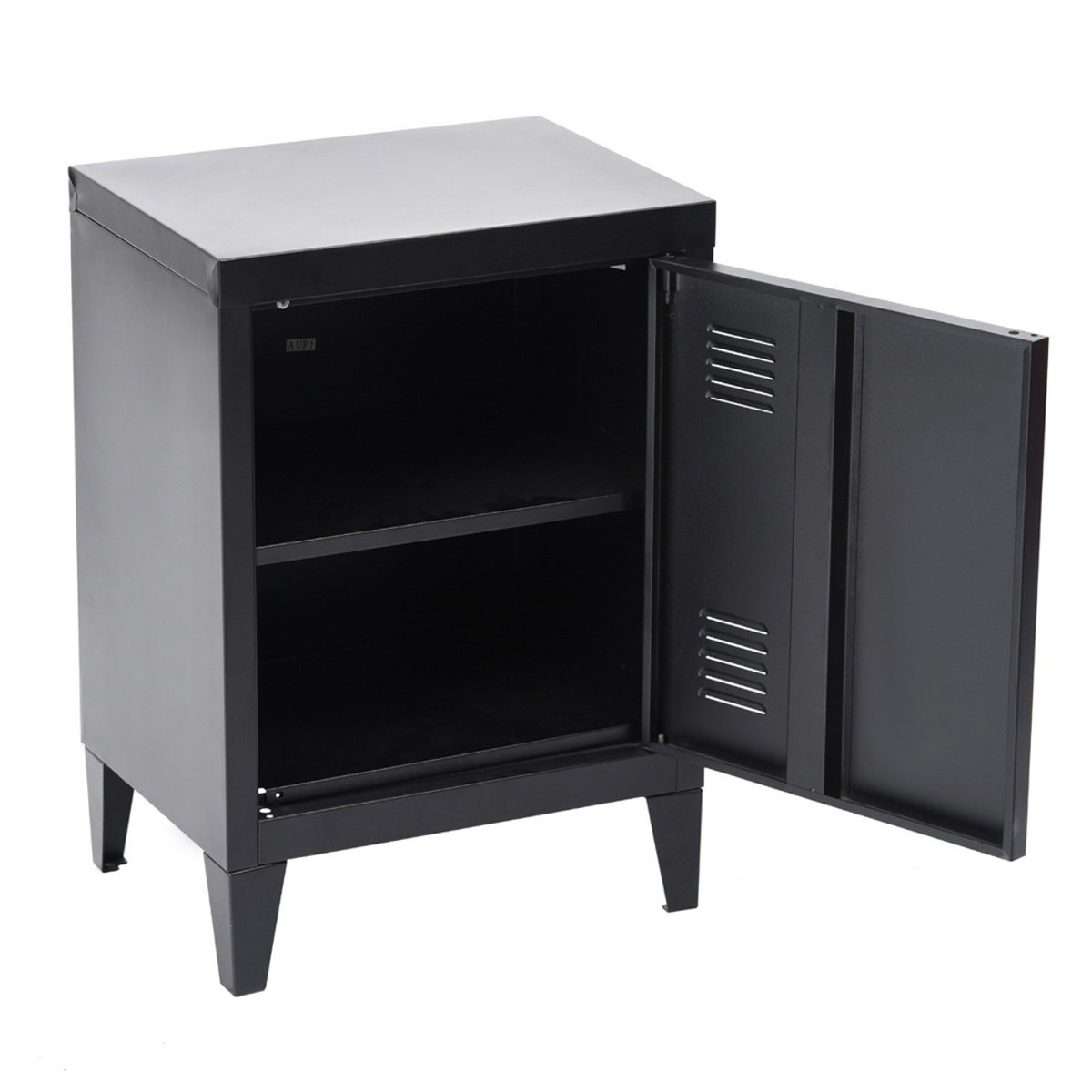 Armoire de rangement en métal 1 porte 1 étagère style industriel, GRAVES noir, MEUBLES COSY