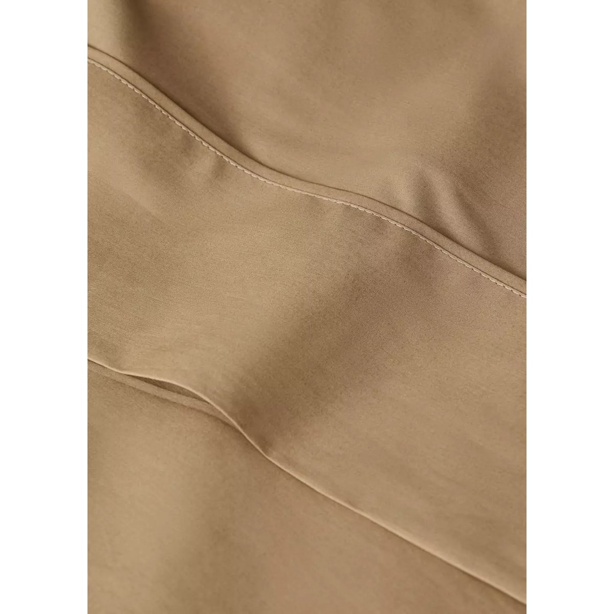 Drap plat percale de coton 300 fils détail passepoilé lit 90 cm tabac, MANGO HOME