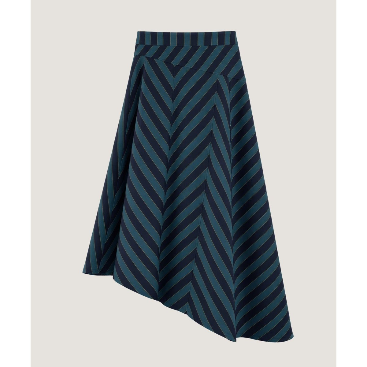 Jupe longue asymétrique en toile imprimée bleu, RODIER