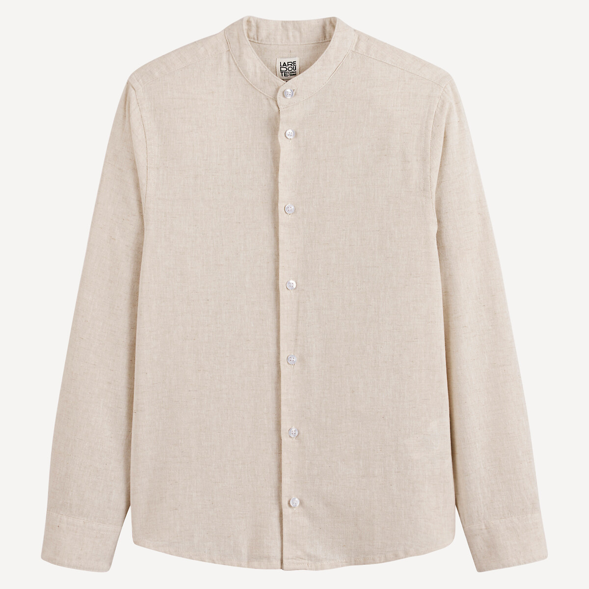 Chemise col mao, coton/lin beige, LA REDOUTE COLLECTIONS