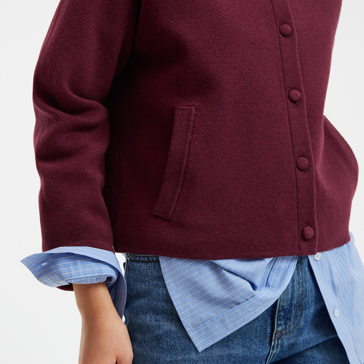 Signature Knitted Cardigan, LEANDRE burgundy red, LA REDOUTE COLLECTIONS