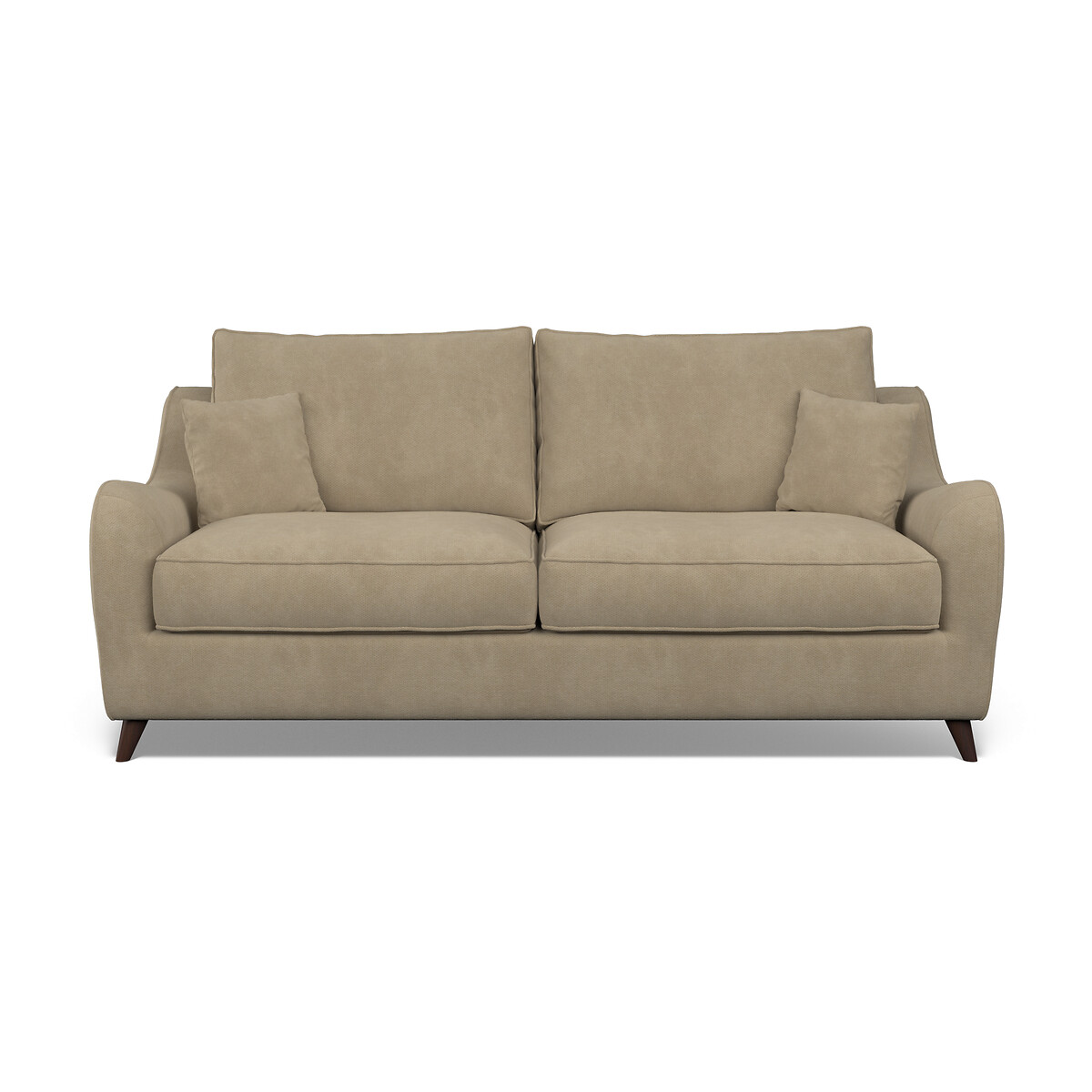 Amelia Soft Brushed 3 Seater Sofa with Dark Wood Legs linen, ÉDITÉ