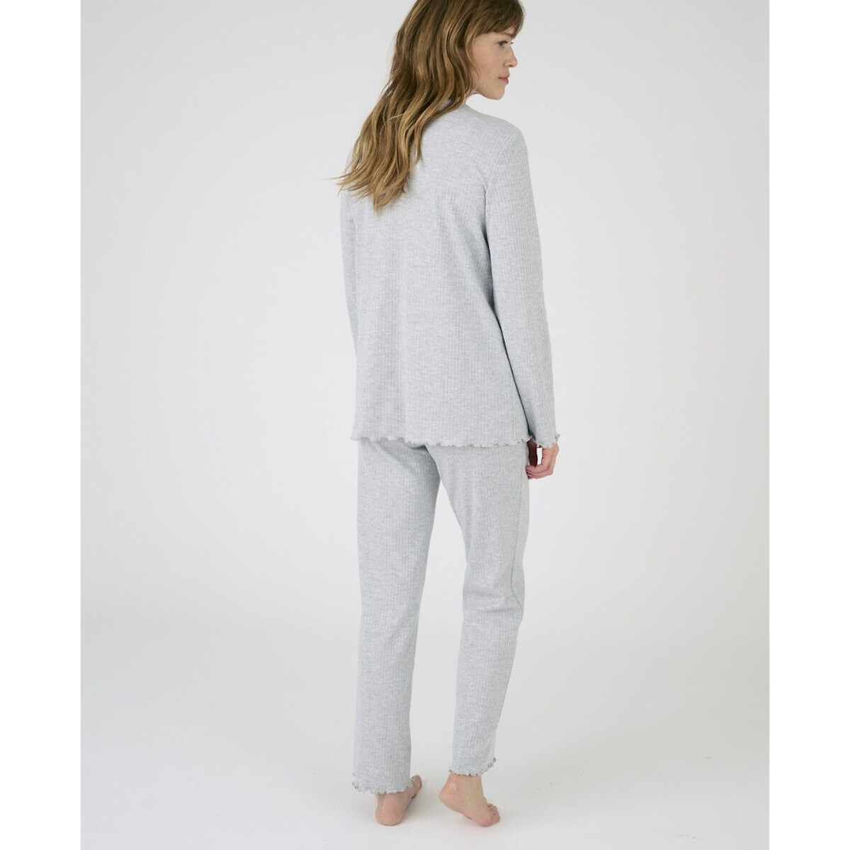 Ensemble de pyjama manches longues gris chiné, DAMART
