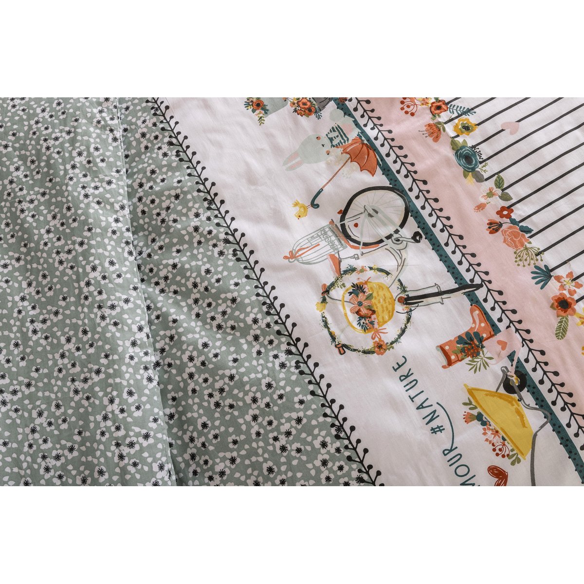 Parure Housse de couette Joli Lapin vert, EDEN