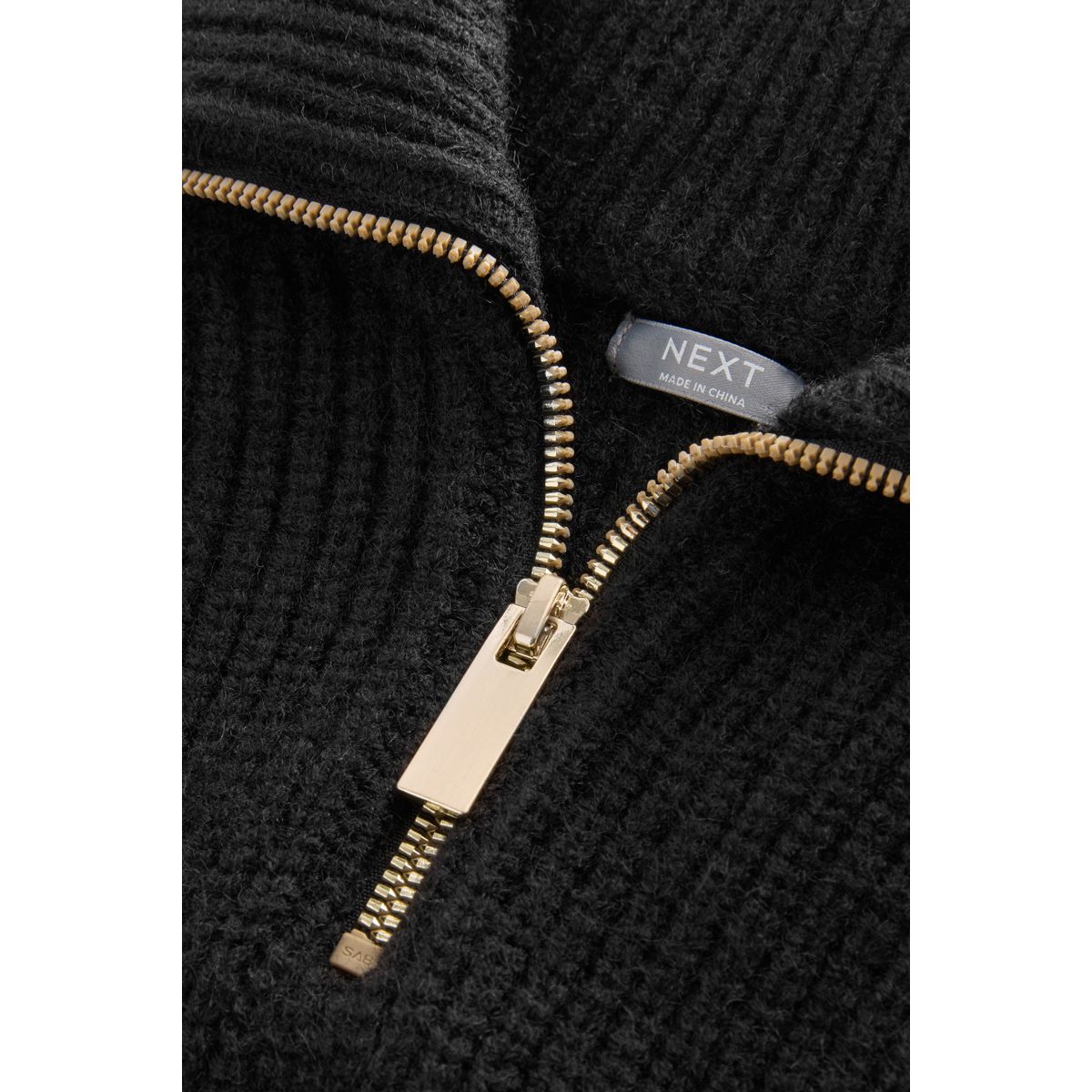 Robe pull zippée manches longues noir, NEXT