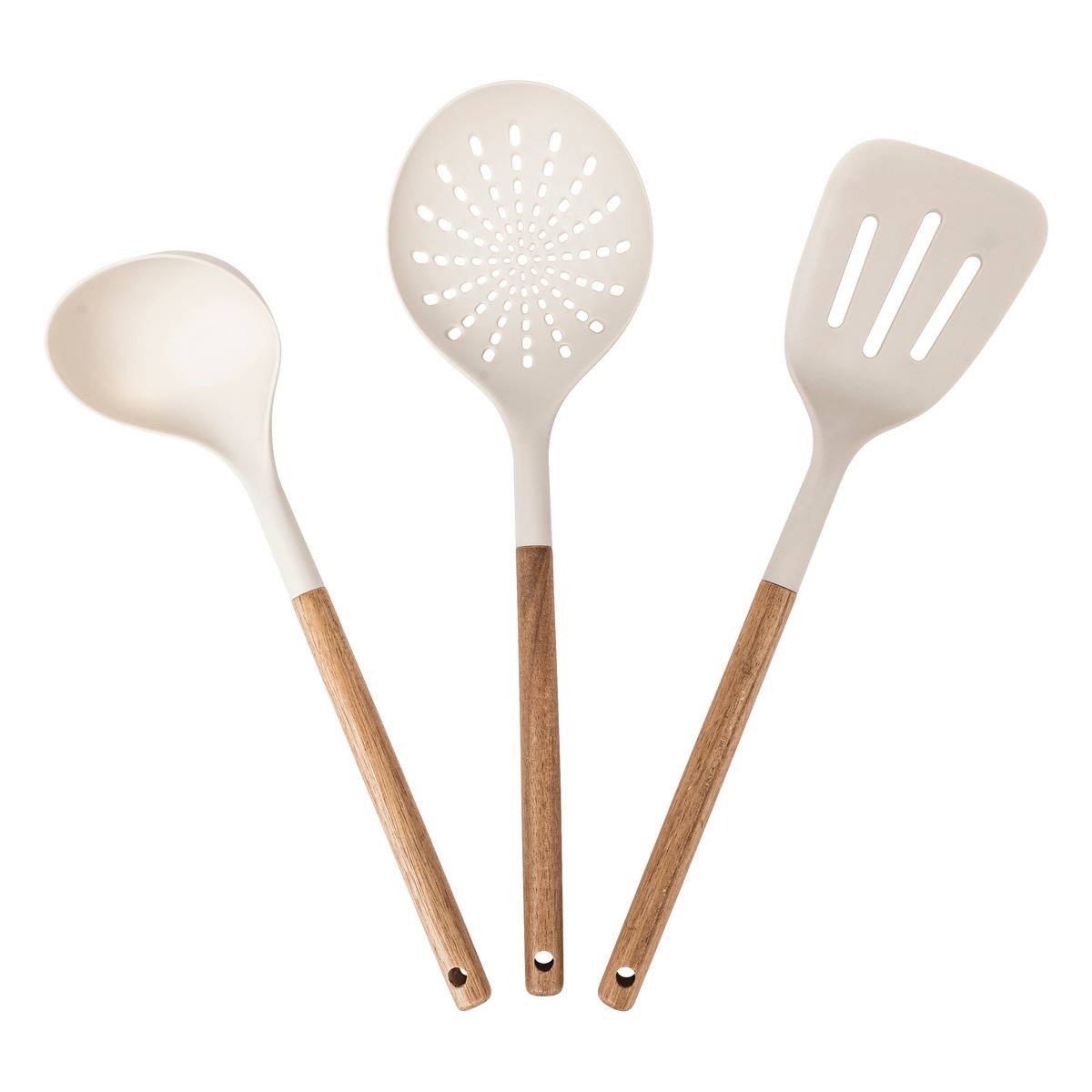 Lot de 3 ustensiles de cuisine en acacia HARMONY marron, 5FIVE SIMPLY SMART
