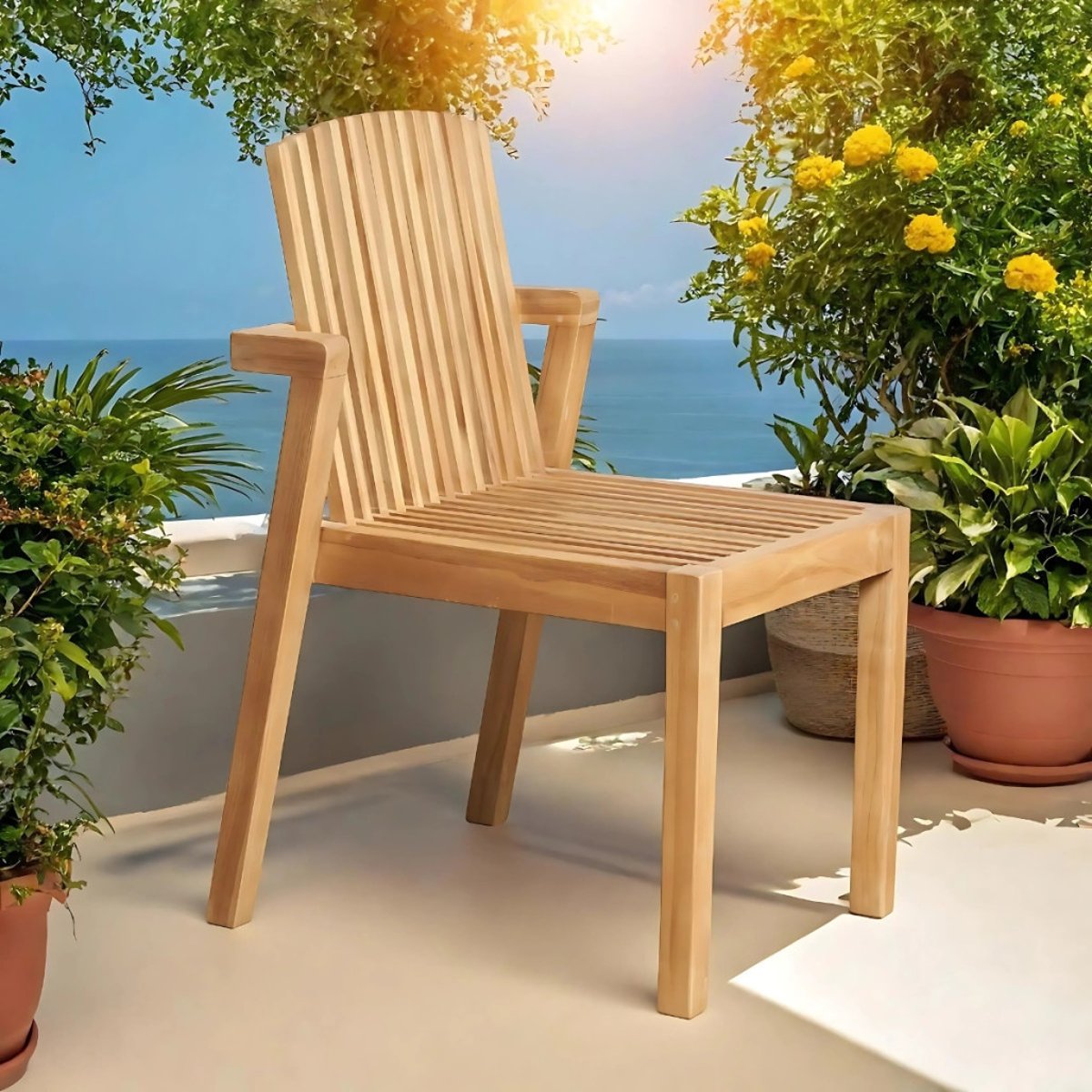 Chaise jardin en teck massif Imzo naturel, WANDA COLLECTION