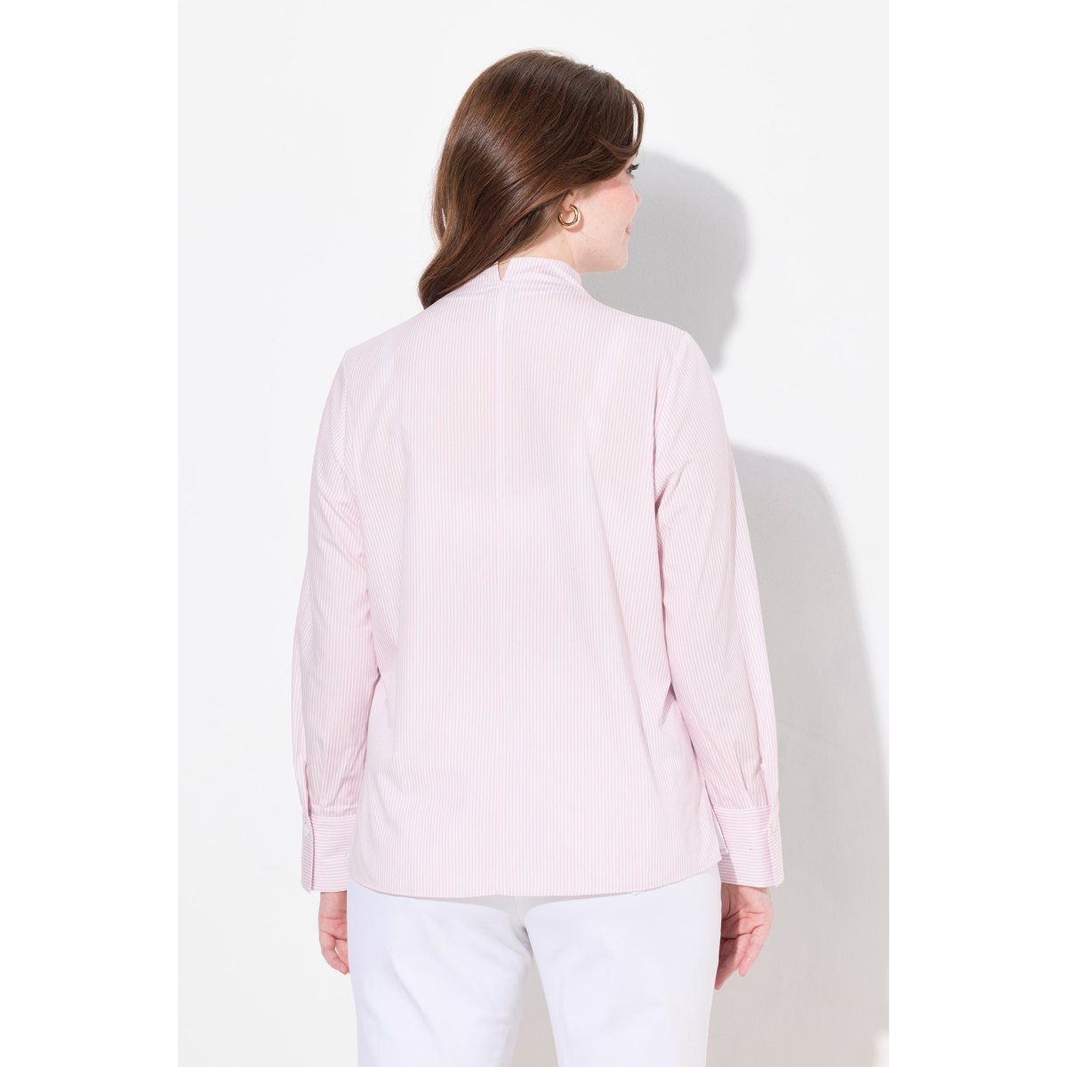 Chemisier rayé, col calice, manches longues rose tendre, ULLA POPKEN