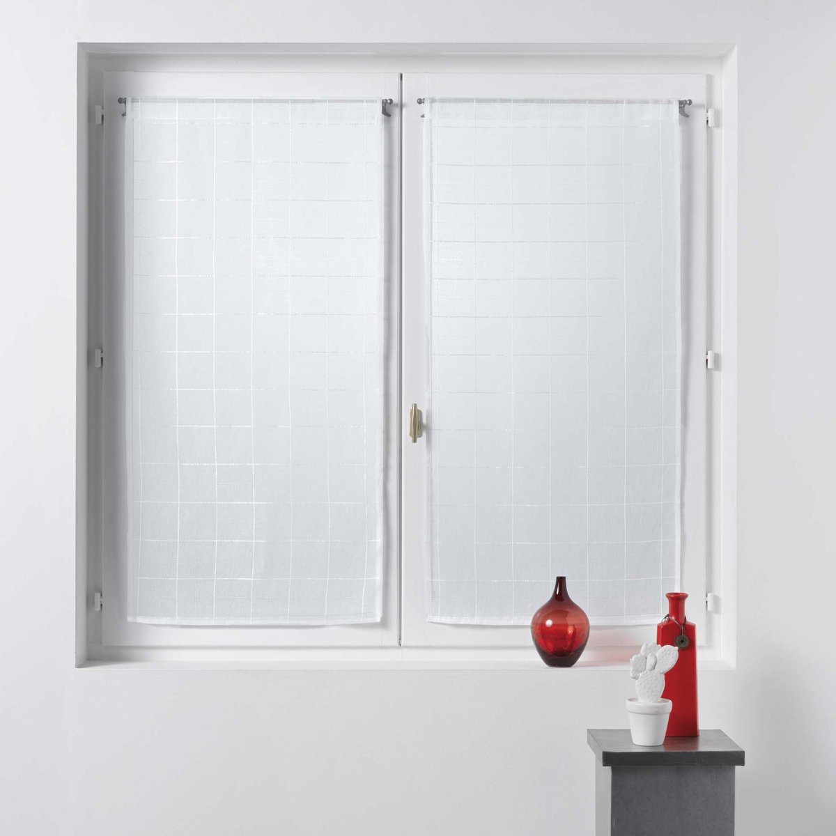 Paire Voilage Collection Carreaux gris, EDEN