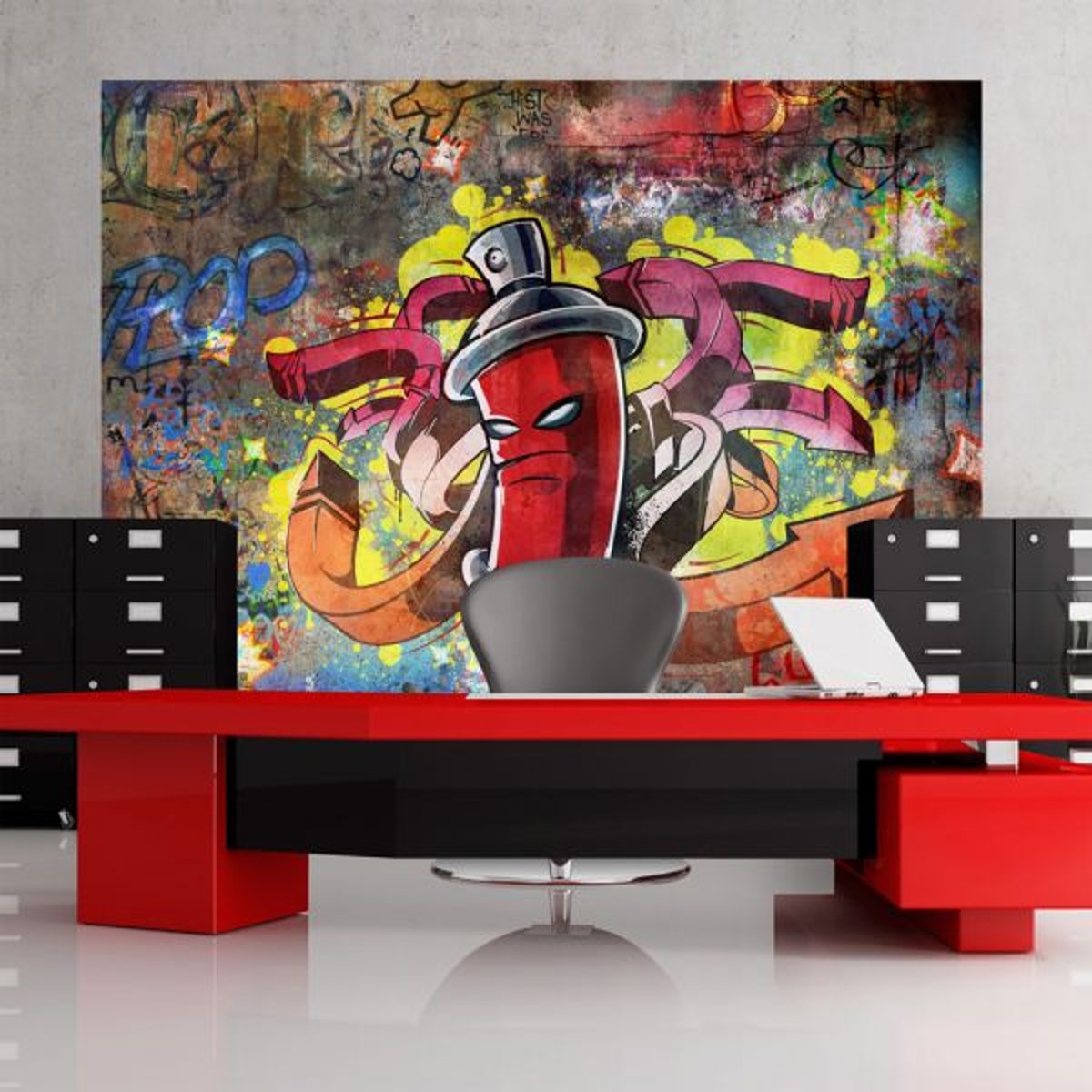 Papier peint intissé panoramique Street art Graffiti monster 1 multicouleur, EDEN