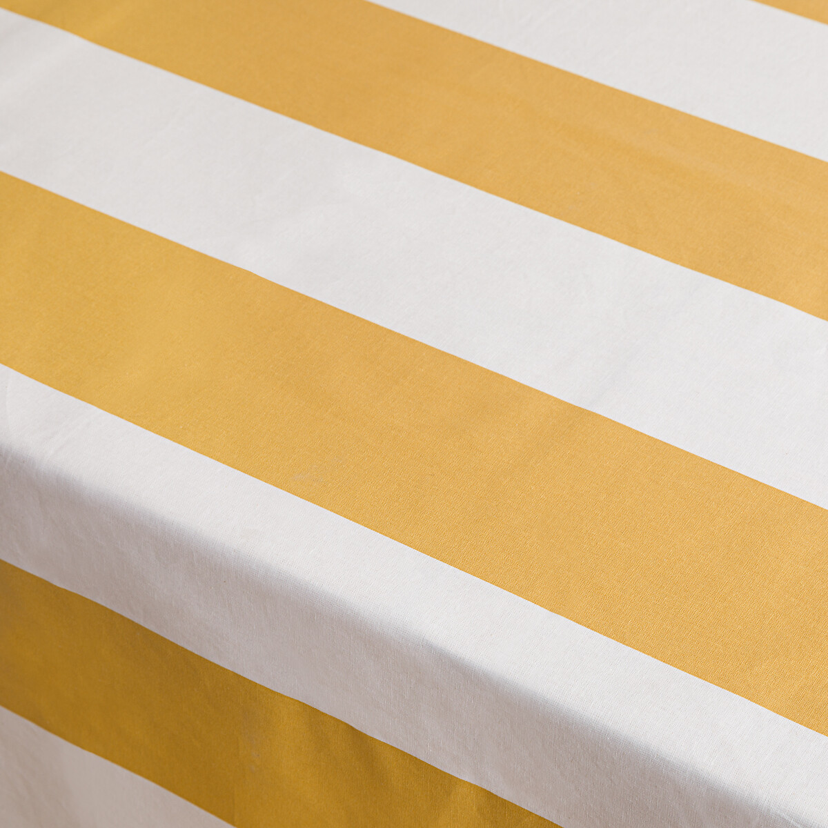 Hendaye Striped Coated Cotton Tablecloth yellow/white, LA REDOUTE INTERIEURS