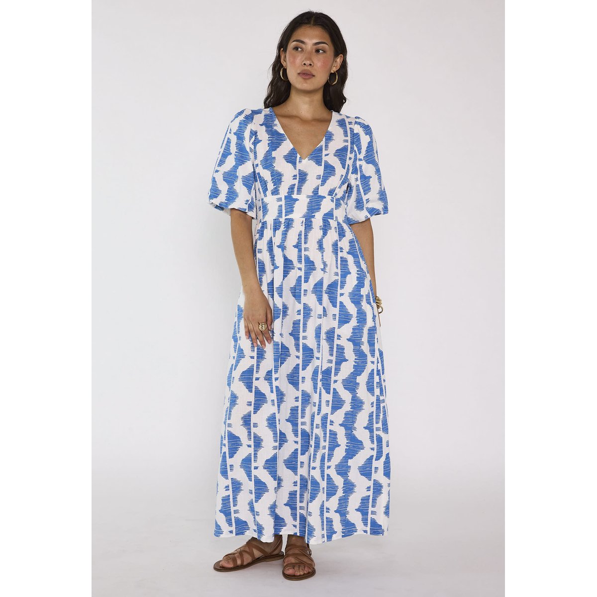 Robe trapèze imprimée en coton POLLYNA bleu roi, Maison 123