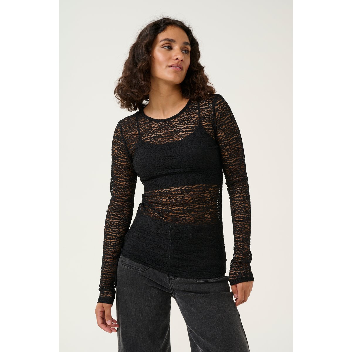 T-shirt noir black deep, KAFFE