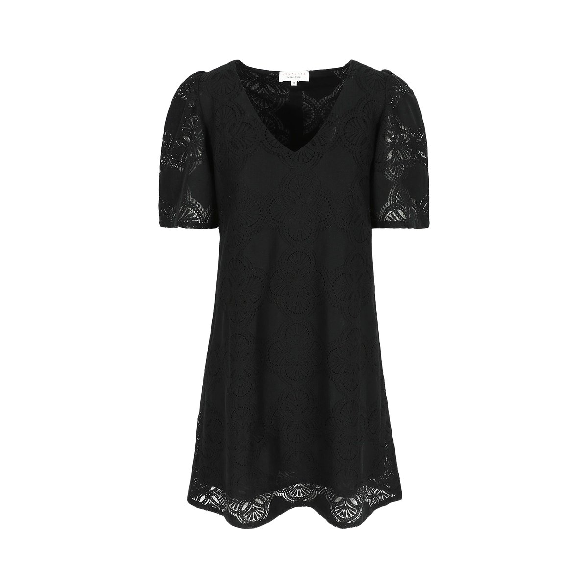 Robe courte en broderie anglaise noir, LOLALIZA