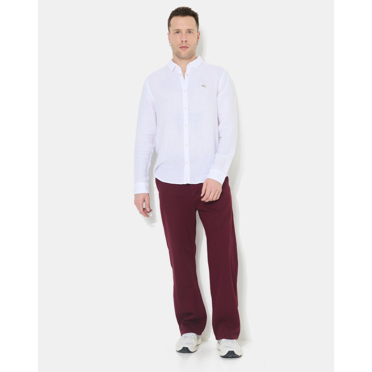 Chemise en lin LINO manches longues blanc, CHEVIGNON
