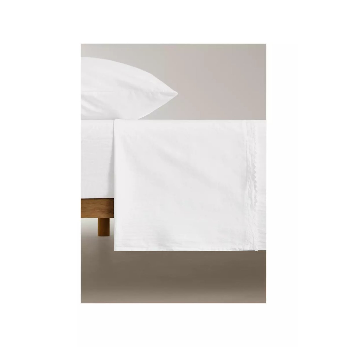 Drap plat enfant percale garment-wash Lit 90 cm blanc, MANGO HOME