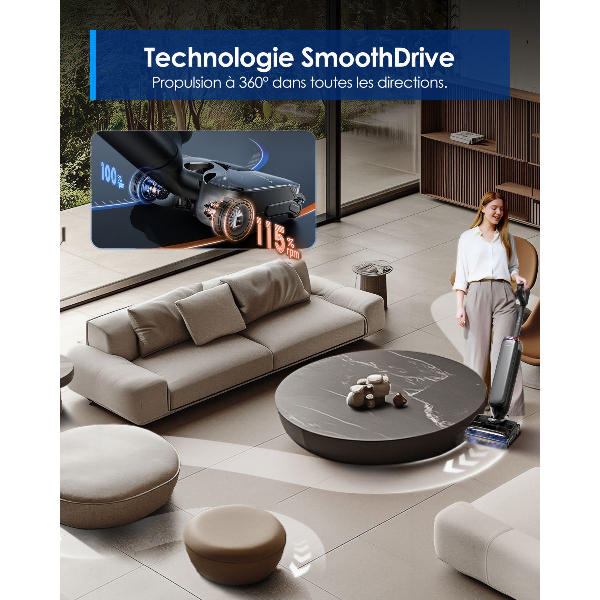 Aspirateur laveur Floor One S9 Artist Steam Pro avec fonction vapeur couleur unique, TINECO