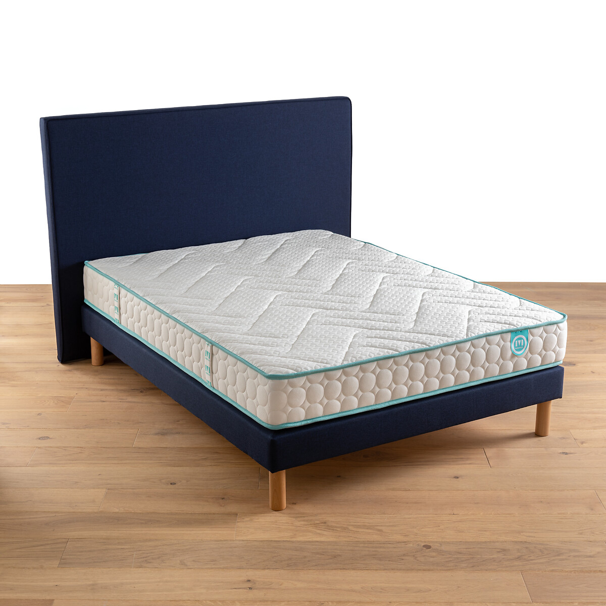 Matelas mousse grand confort+Visco LE TOUT TONIQUE blanc/bleu, MERINOS
