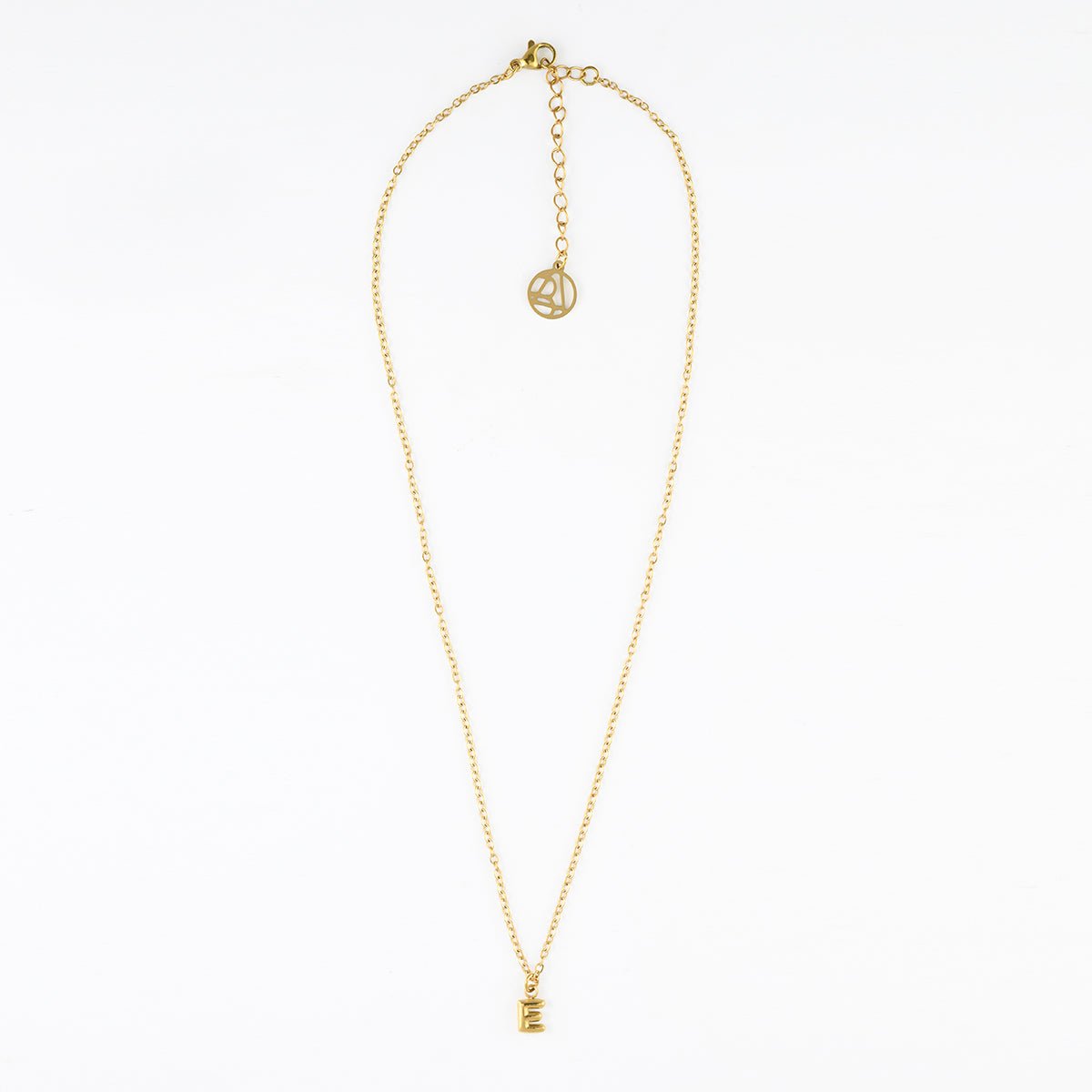 Collier à pendentif lettre E acier inoxydable doré, BALABOOSTE