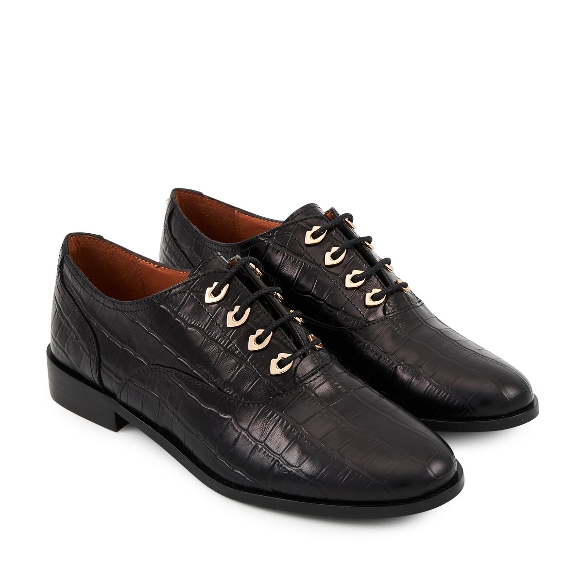 Derbies Audrey croco noir, BONS BAISERS