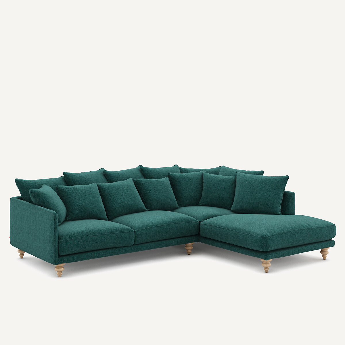 Canapé d'angle, en toile jaspée, LAZARE vert de minuit, AM.PM