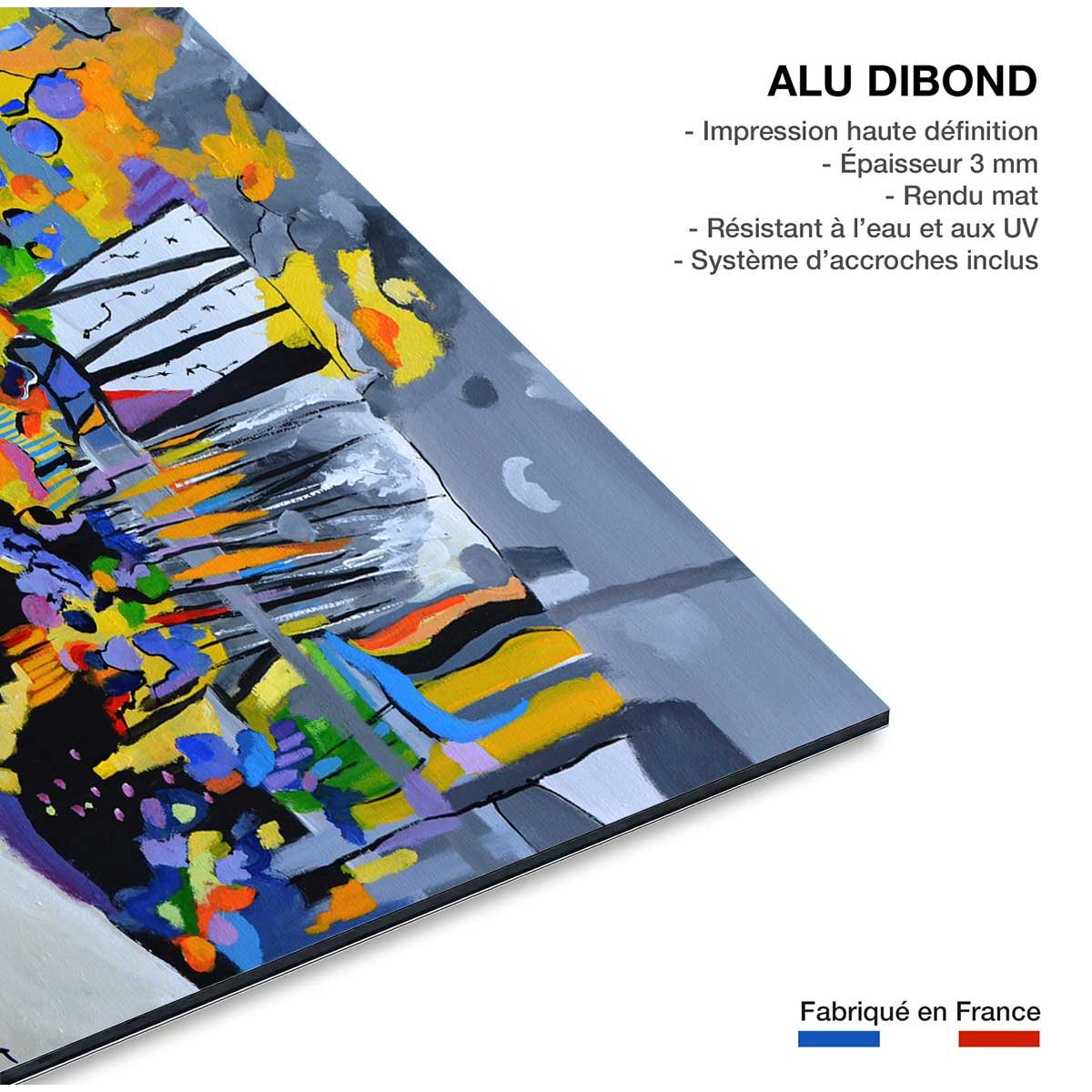 Tableau abstrait champs de bleuet tableau alu dibond, HEXOA
