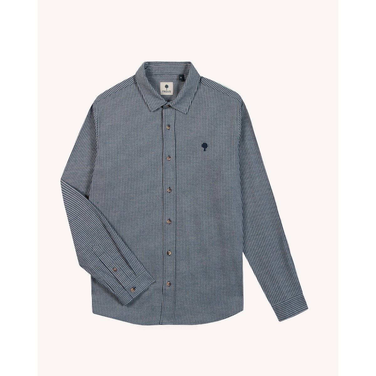 Chemise en flanelle écru et bleu marine, FAGUO