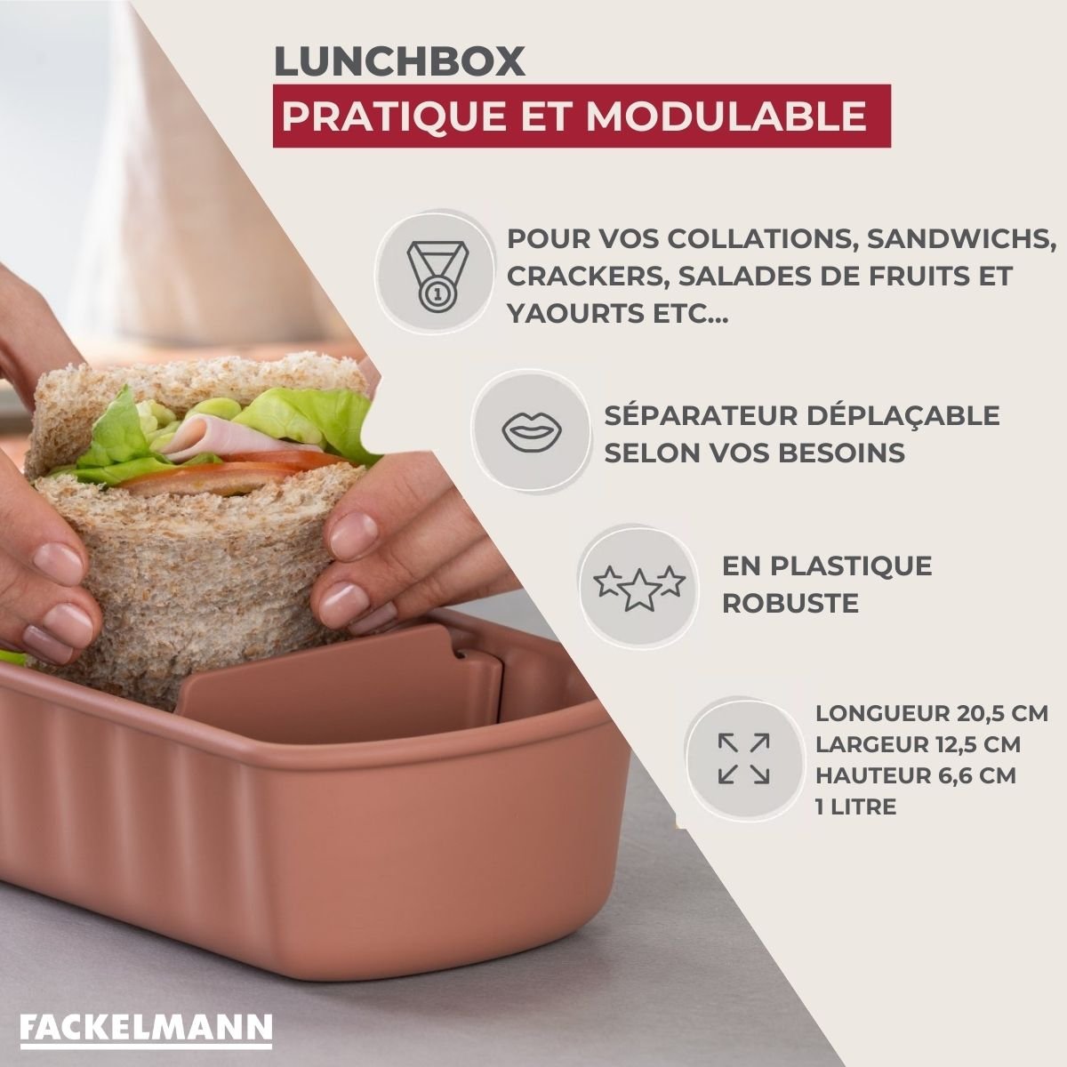 Lot de 4 lunch box 1L avec 3 boîtes à sauce STORAGE rouge|vert|coloré, FACKELMANN
