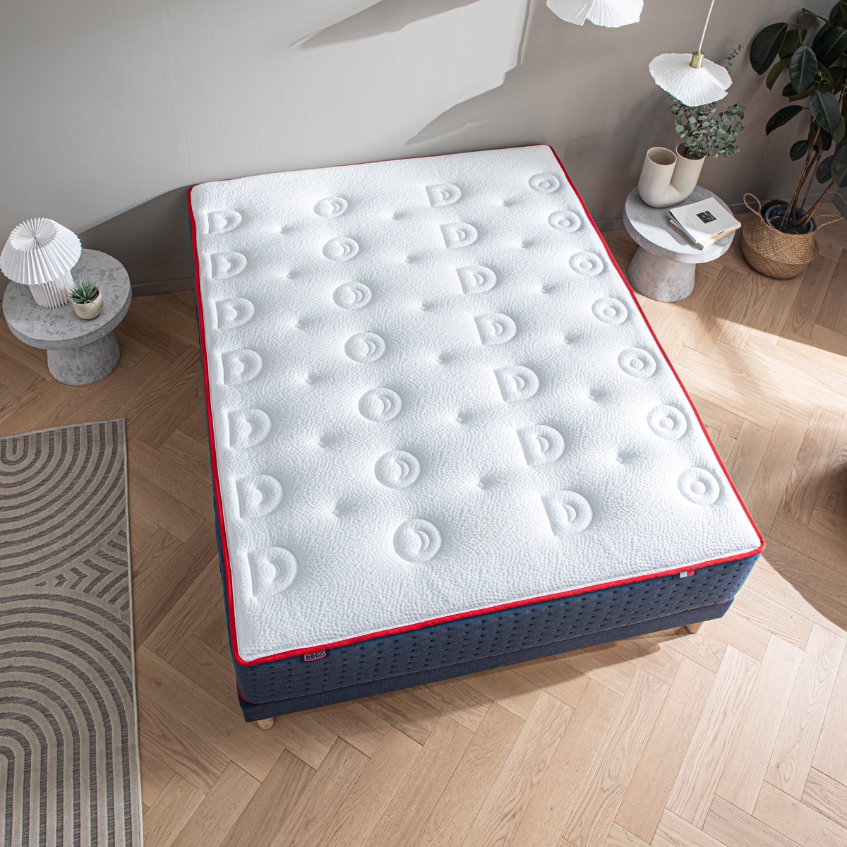 Ensemble - Matelas mi-ferme + sommier Bleu LE VERITABLE blanc, bleu foncé, DODO