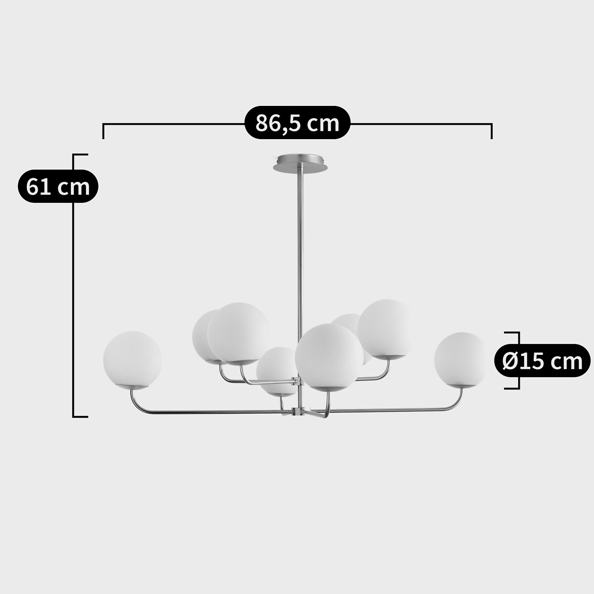 Suspension laiton et verre opaline, Moricio blanc, LA REDOUTE INTERIEURS