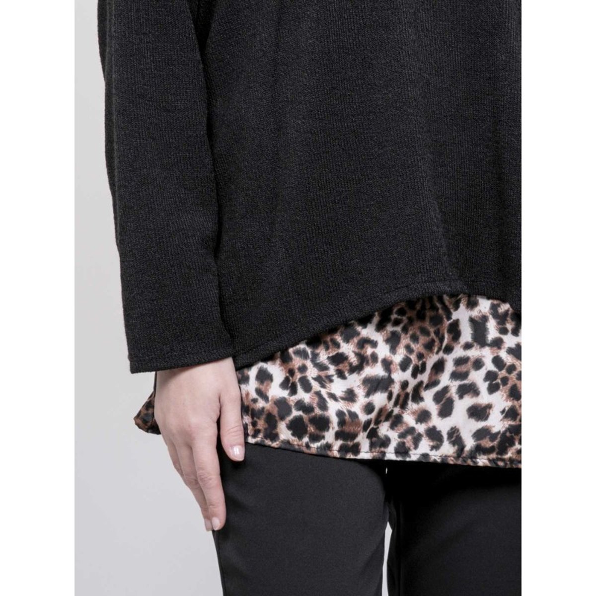 Pull 2 En 1 Chemise Léopard Kubila noir, DONA LISA