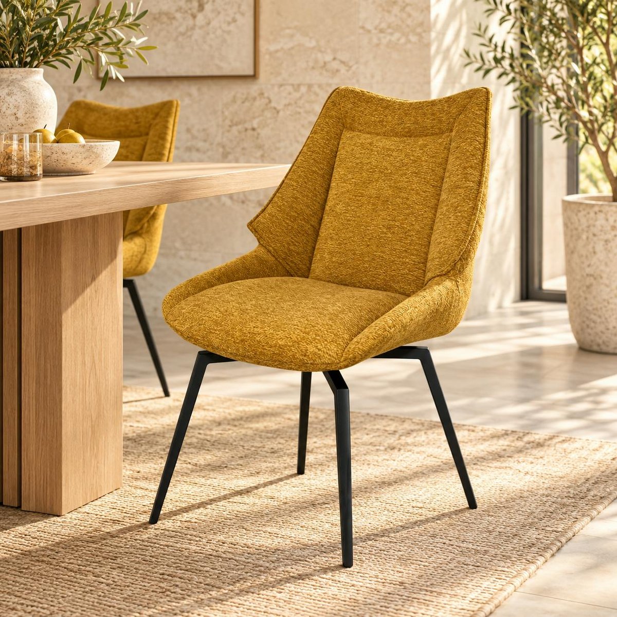 Chaise design tissu microfibre moutarde (lot de 2) IENA moutarde, PIER IMPORT