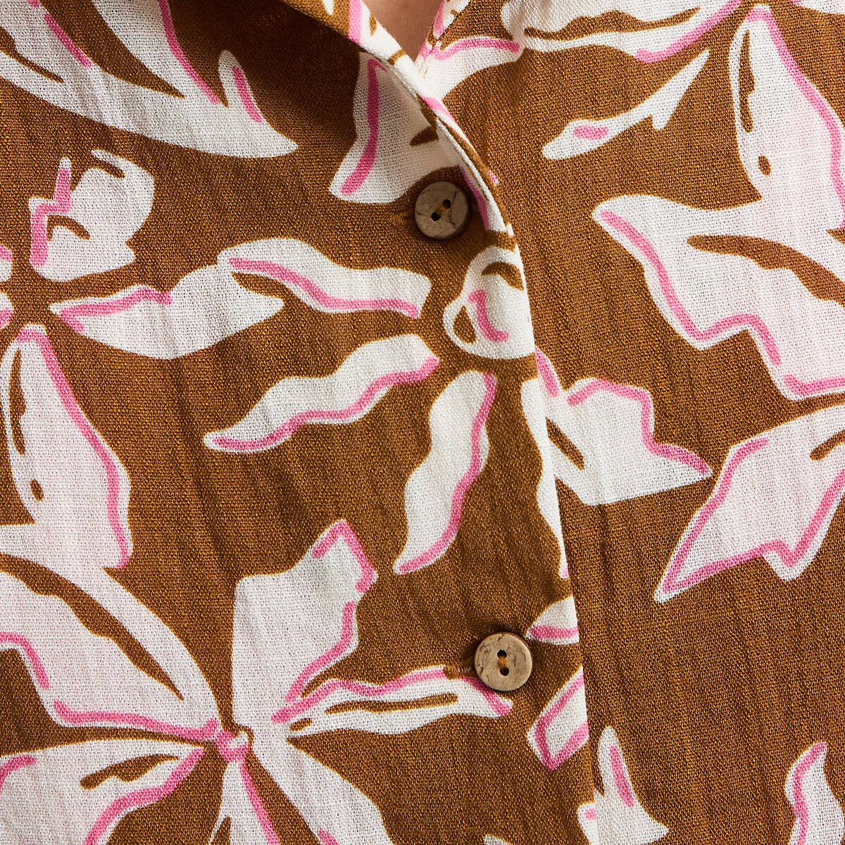 Chemise manches courtes imprimé floral imprimé camel, LA REDOUTE COLLECTIONS