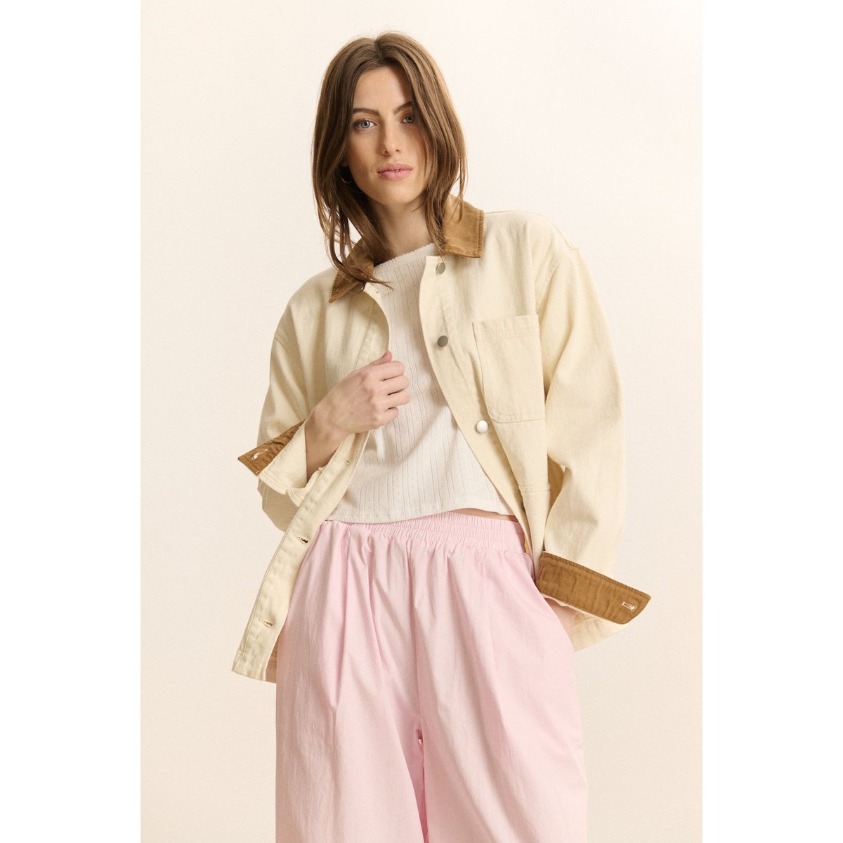 Veste courte workwear CLEO ecru, GARANCE PARIS 