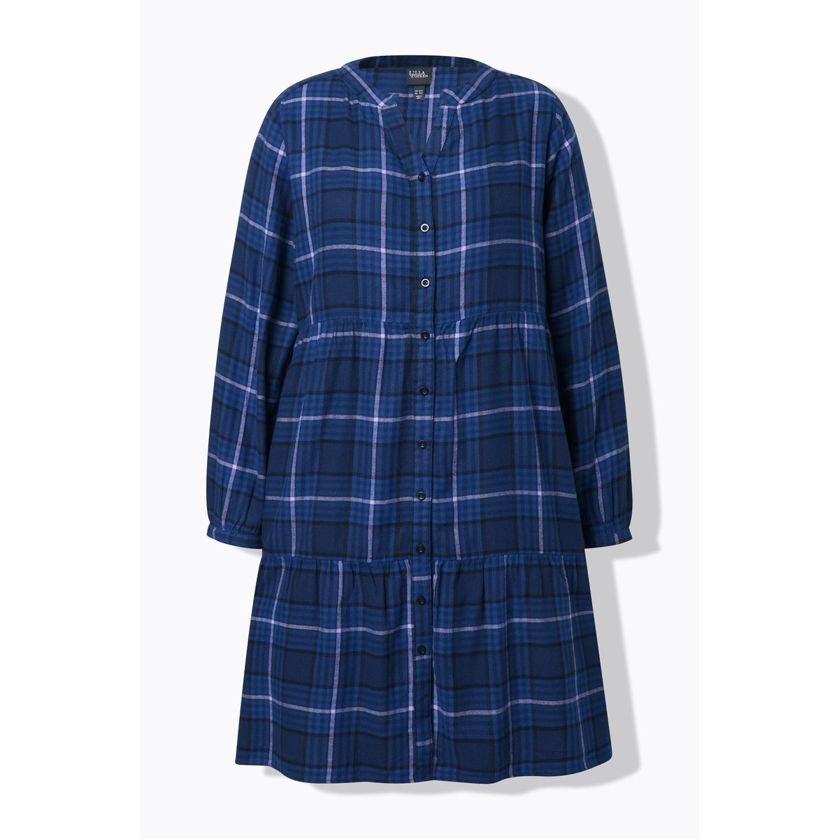 Robe à carreaux, volant à la base marine, ULLA POPKEN