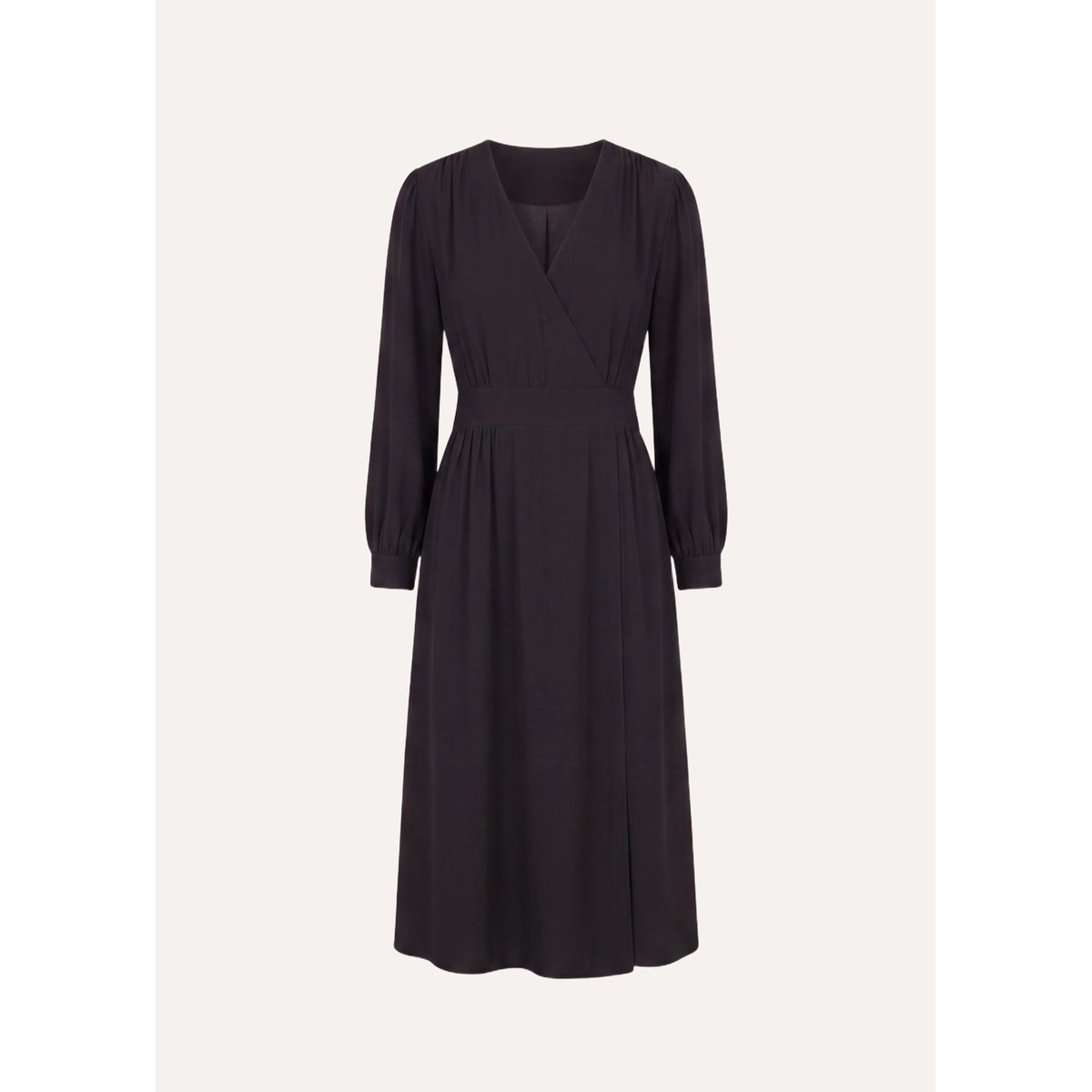 Robe longue cintrée cache-cœur noir, LA FEE MARABOUTEE