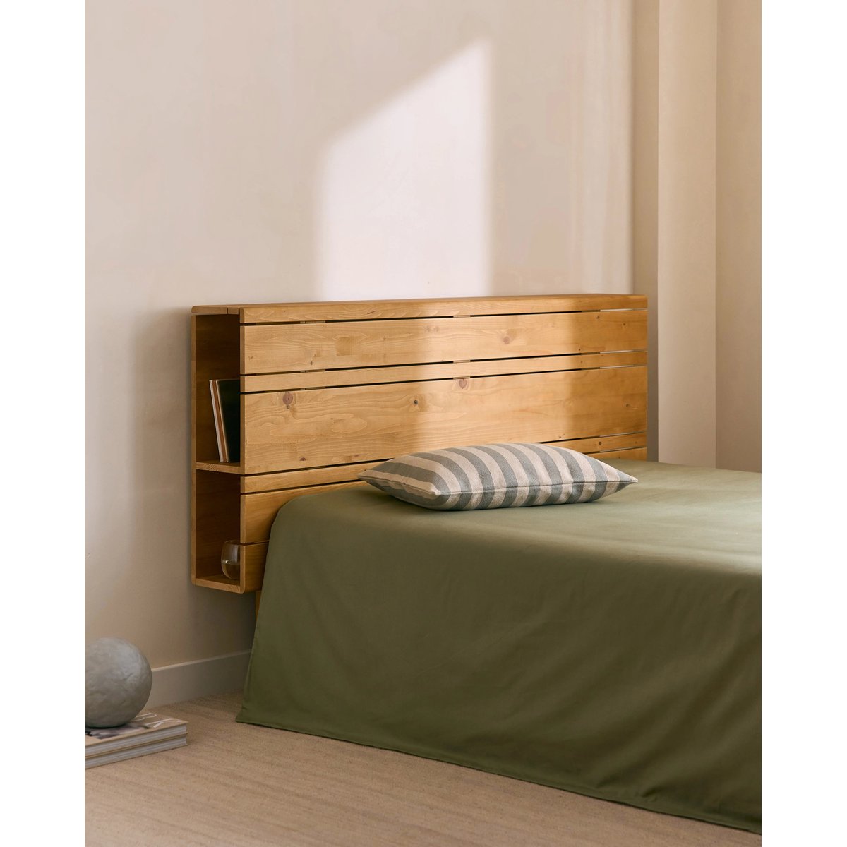 Tête de lit rangement sapin massif marron clair 190 cm - CÉDRIC marron clair, HANNUN