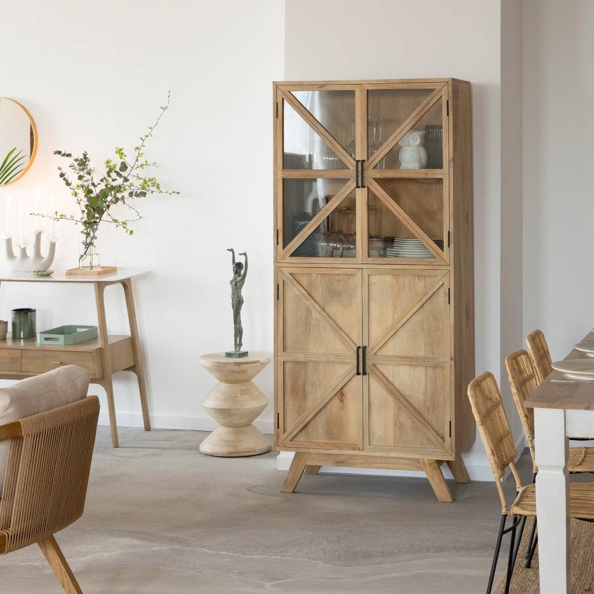 Vitrine en bois de manguier  THALIA bois clair, MADE IN MEUBLES 