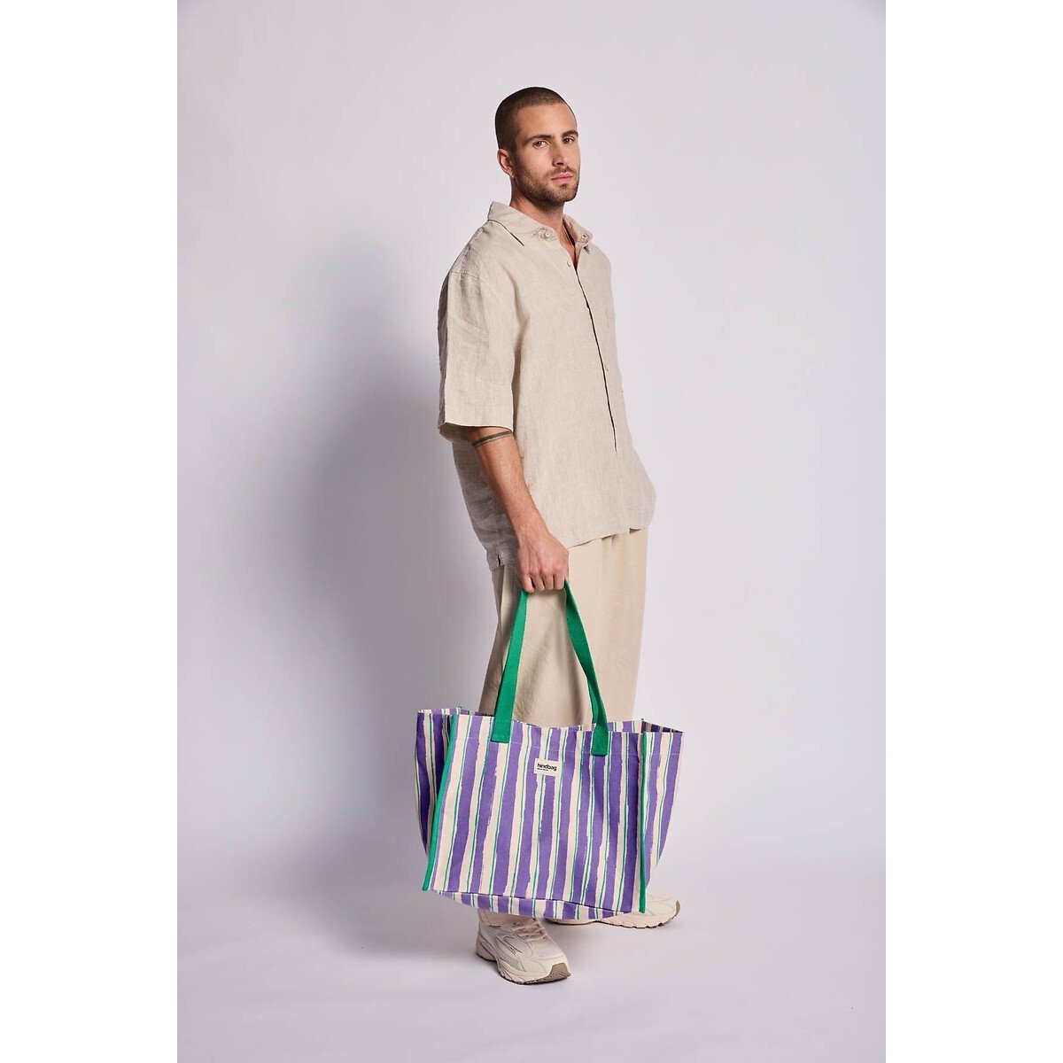 Gestreifter Shopper CLAUDE violett gestreift fantasie, HINDBAG